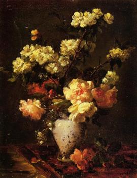 安東尼 沃倫 Peonies and Apple Blossoms in a Chinese Vase
